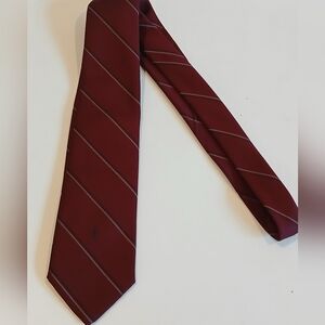 Yves Saint Laurent Elegant Burgundy Striped Tie